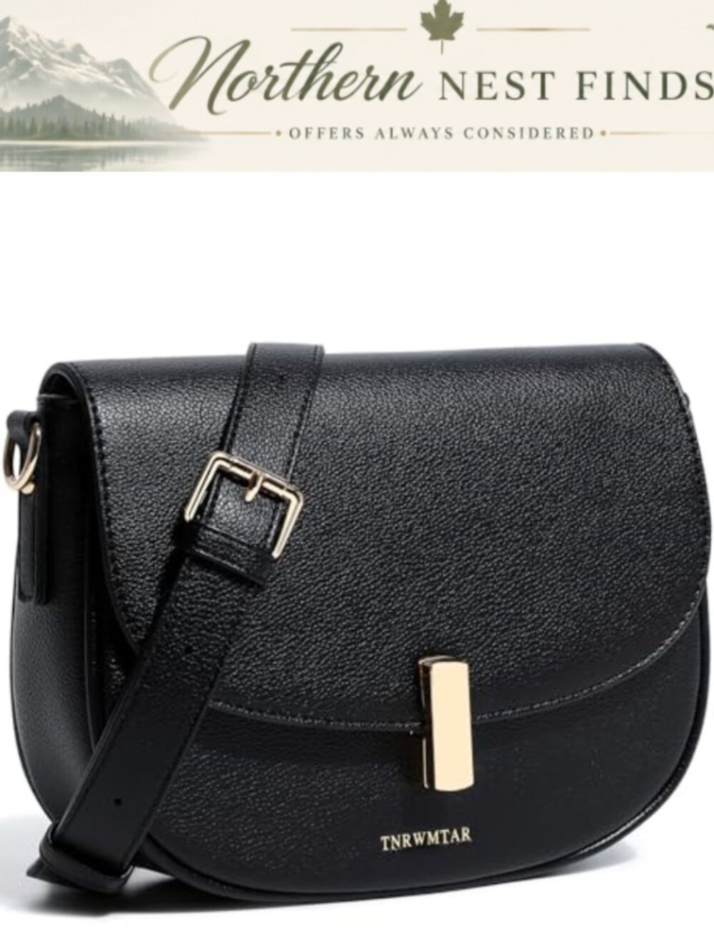 Elegant Faux Leather Crossbody Bag Gold-Tone Hardware Shoulder Purse